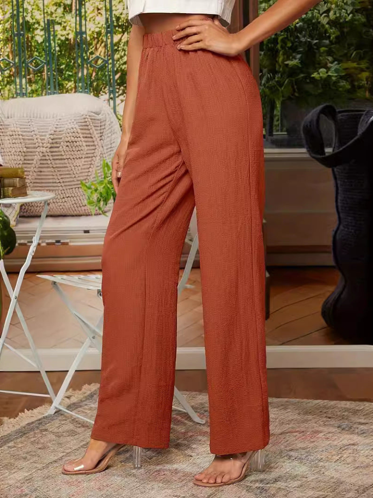 Catriona - Chic pantalón recto de cintura elástica