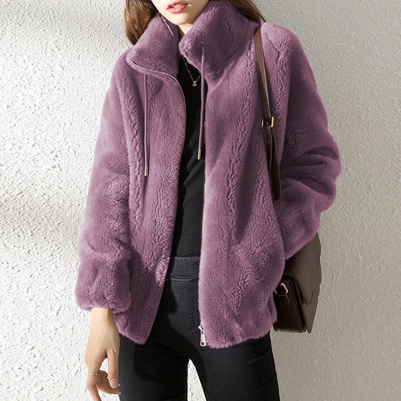 Lannie - Chaqueta informal de felpa cálida con cremallera