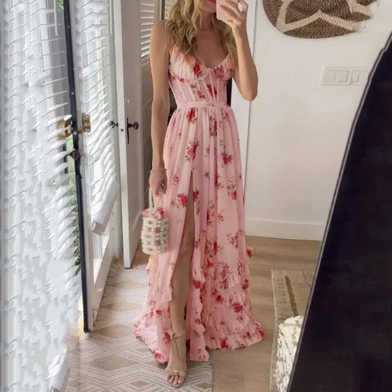 Kyla - Vestido Largo Floral con Abertura
