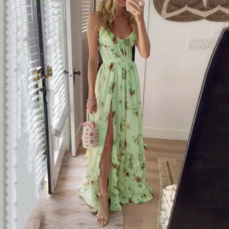 Kyla - Vestido Largo Floral con Abertura