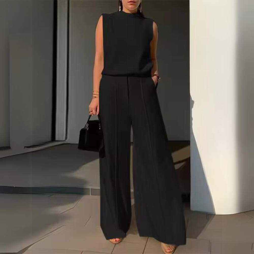 Lizzelle - Elegante conjunto de top sin mangas y pantalón de pierna ancha