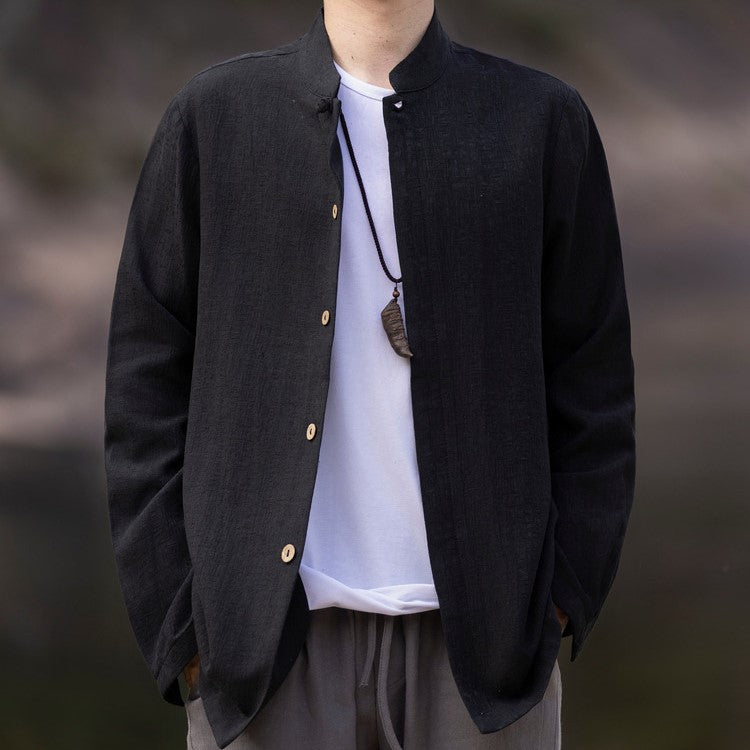Stephen - Camisa vintage de manga larga para hombre