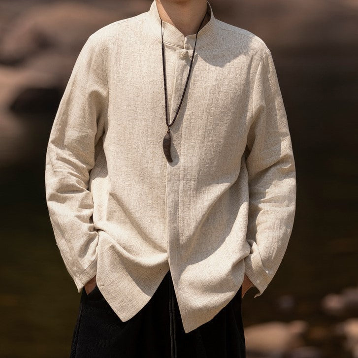 Stephen - Camisa vintage de manga larga para hombre
