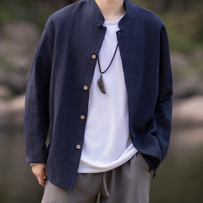 Stephen - Camisa vintage de manga larga para hombre