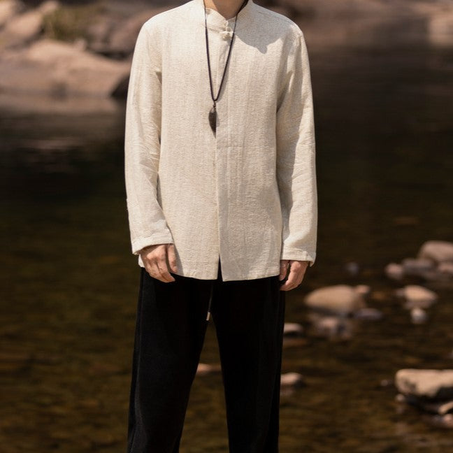 Stephen - Camisa vintage de manga larga para hombre
