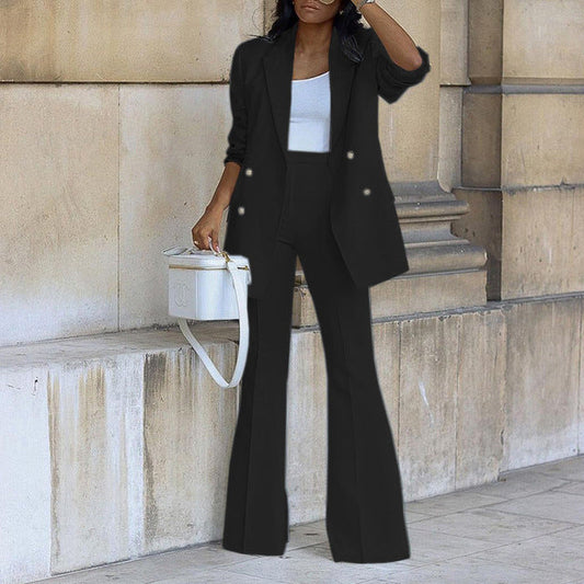 Kyla - Elegante conjunto de blazer y pantalón de pata ancha