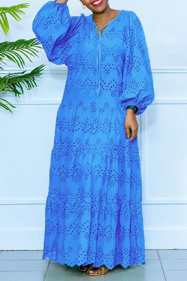 Christie - Vestido maxi de manga larga de estilo informal