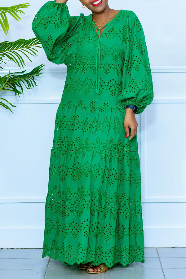 Christie - Vestido maxi de manga larga de estilo informal