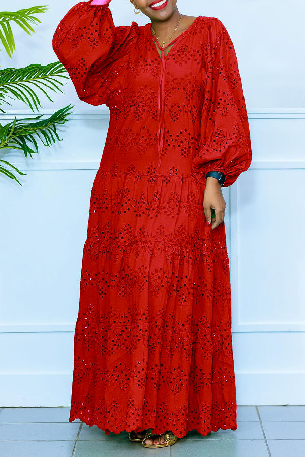 Christie - Vestido maxi de manga larga de estilo informal