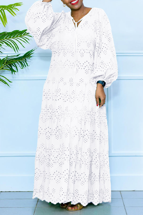 Christie - Vestido maxi de manga larga de estilo informal