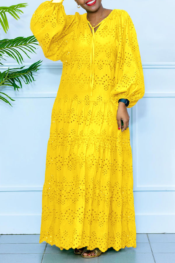 Christie - Vestido maxi de manga larga de estilo informal