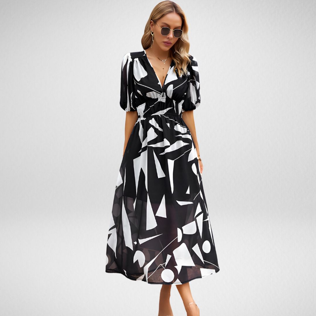 Cammie - Vestido Midi con Estampado Geométrico