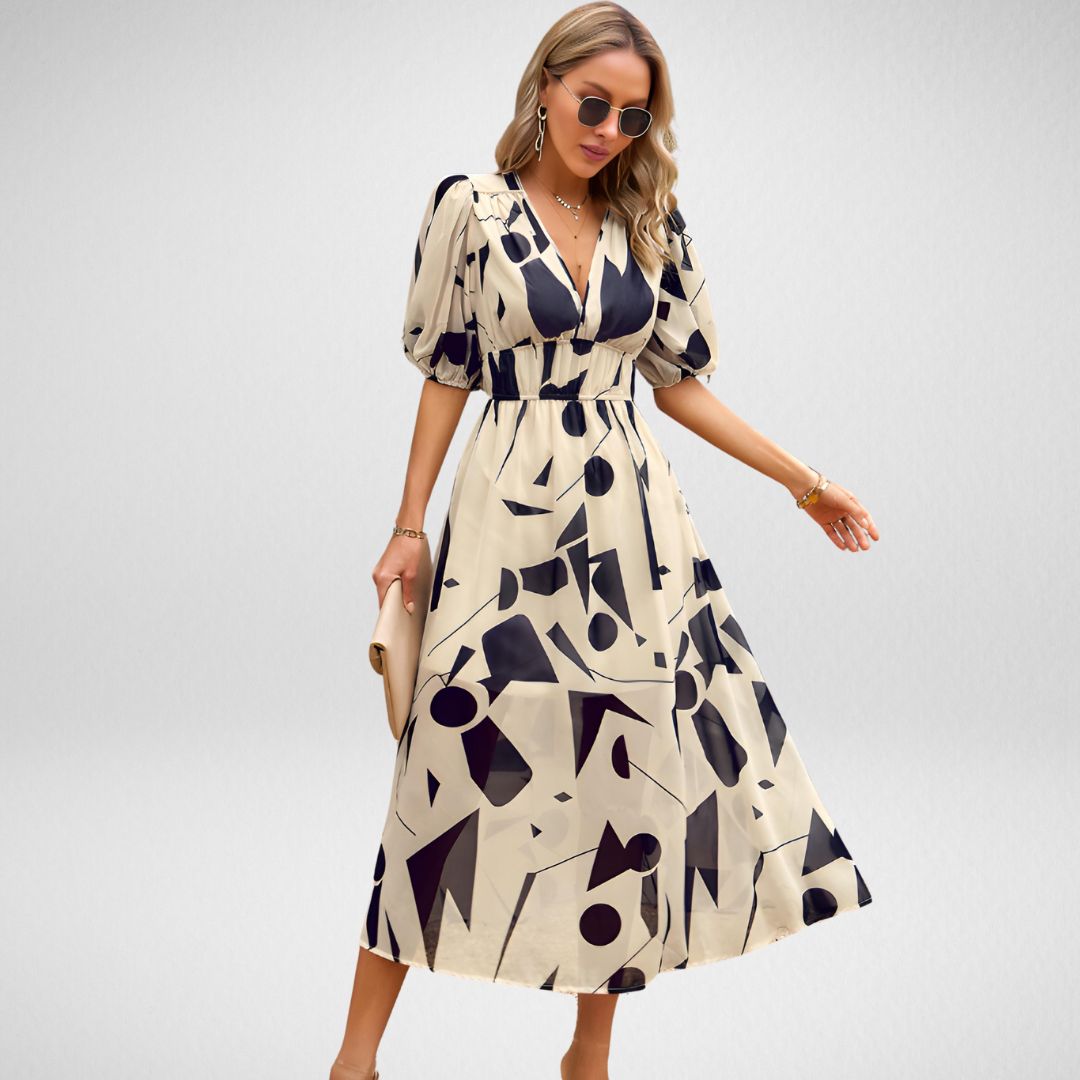 Cammie - Vestido Midi con Estampado Geométrico