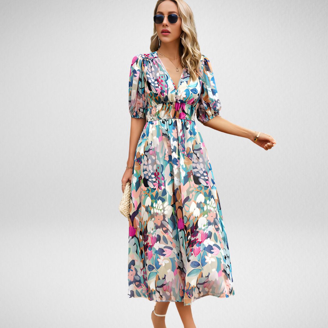 Cammie - Vestido Midi con Estampado Geométrico