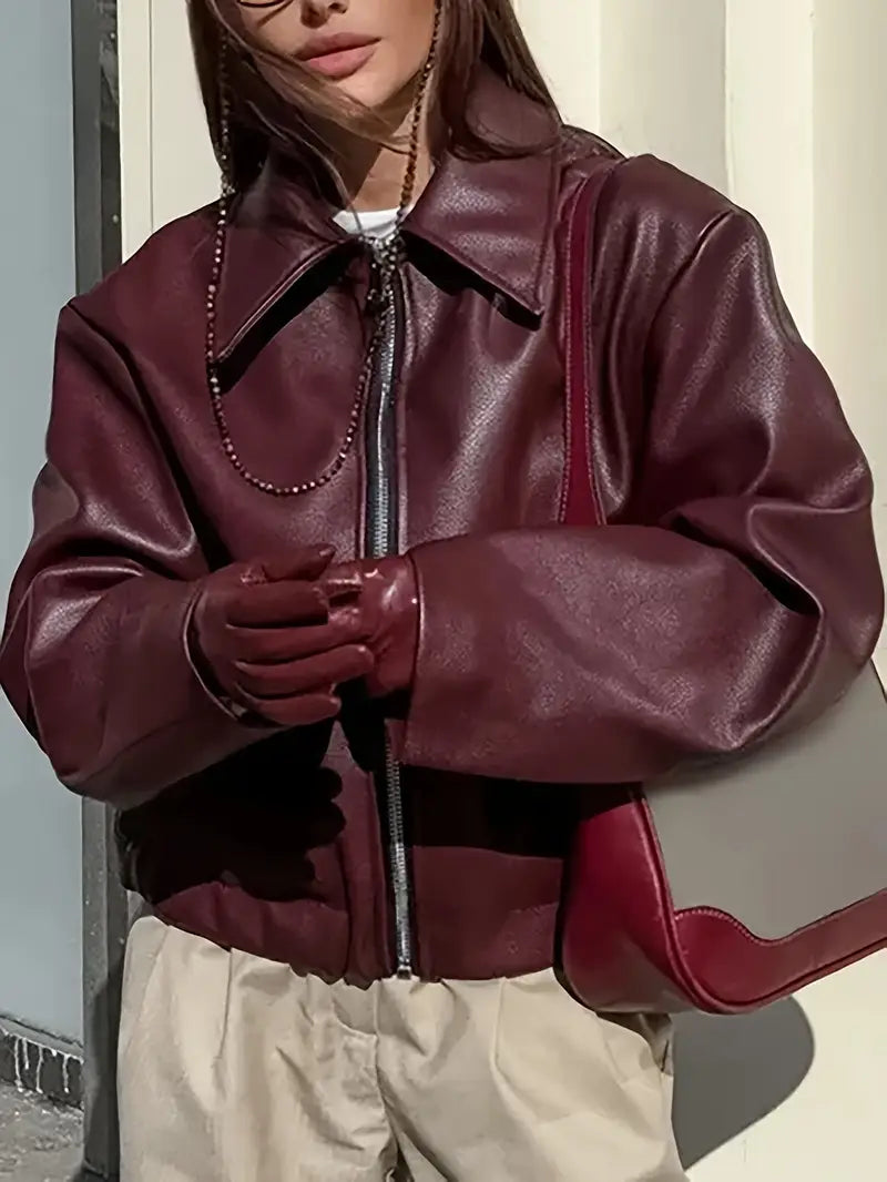 Cassidy – Elegante chaqueta de cuero de gran tamaño
