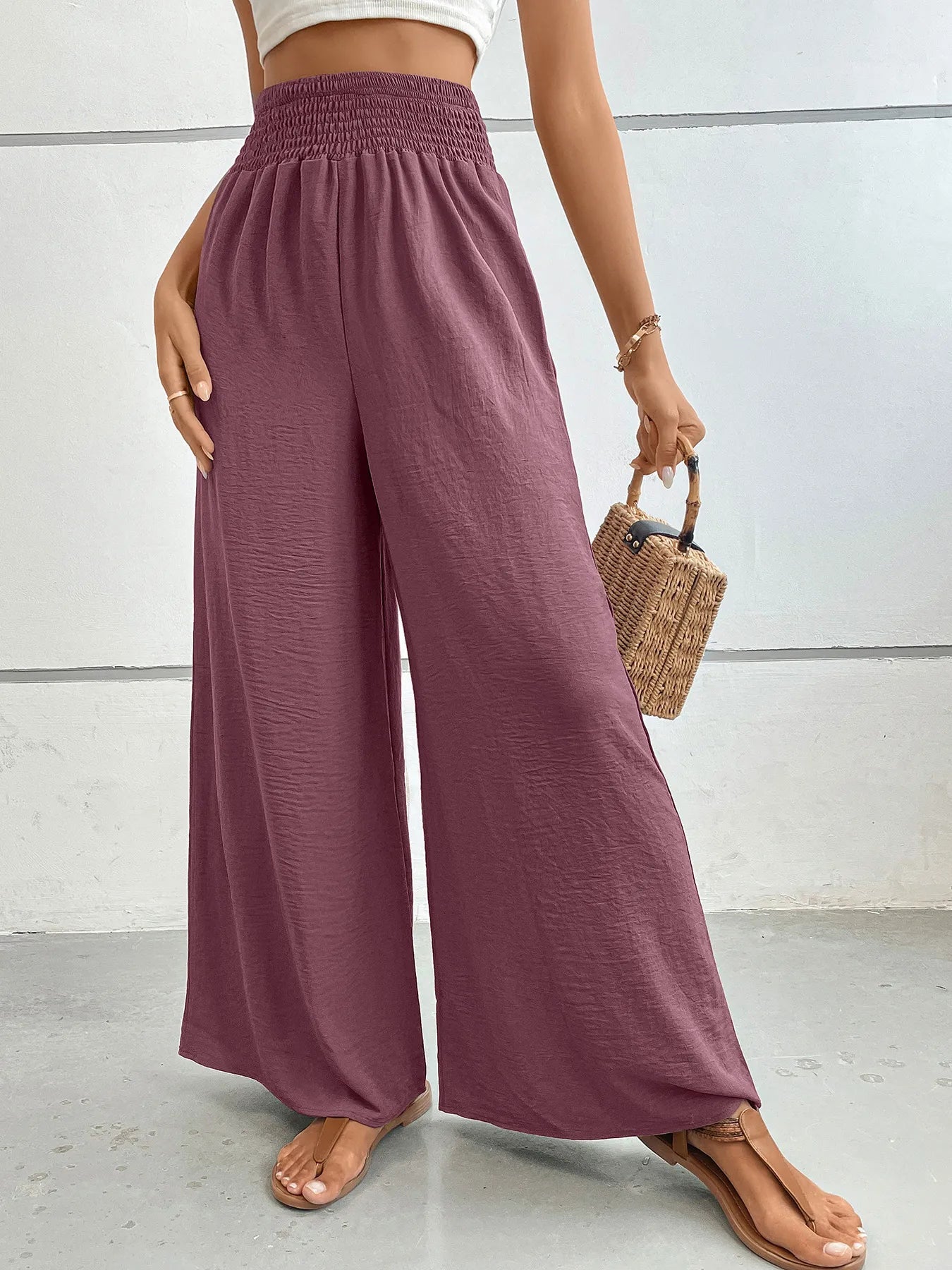 Glenna - Pantalones informales holgados de cintura alta y pierna ancha