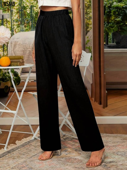 Catriona - Chic pantalón recto de cintura elástica