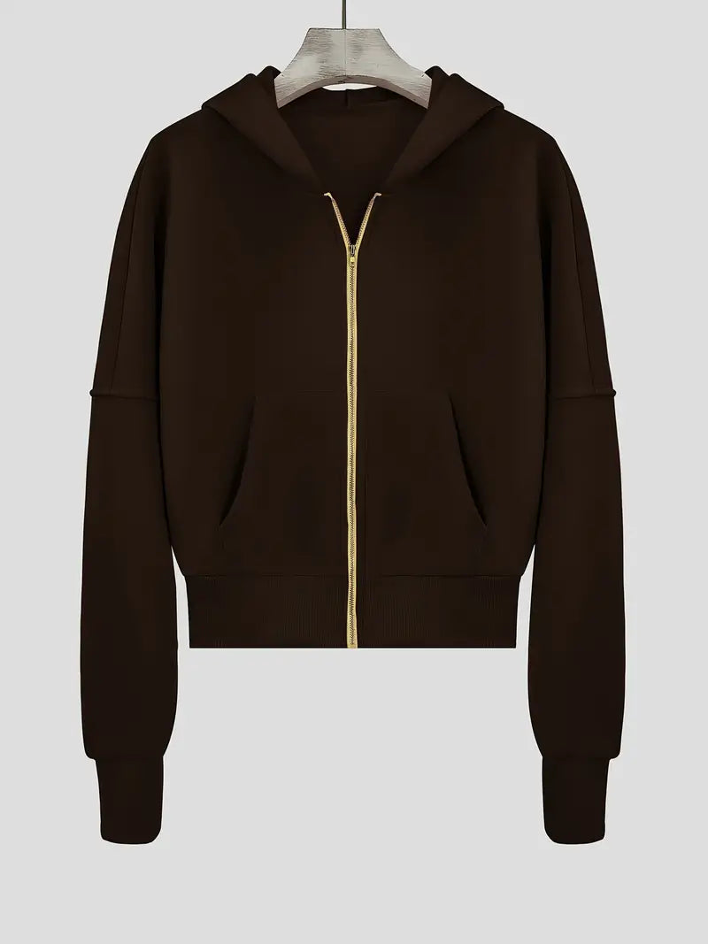 Scarlet – Sudadera corta con capucha de algodón con cremallera
