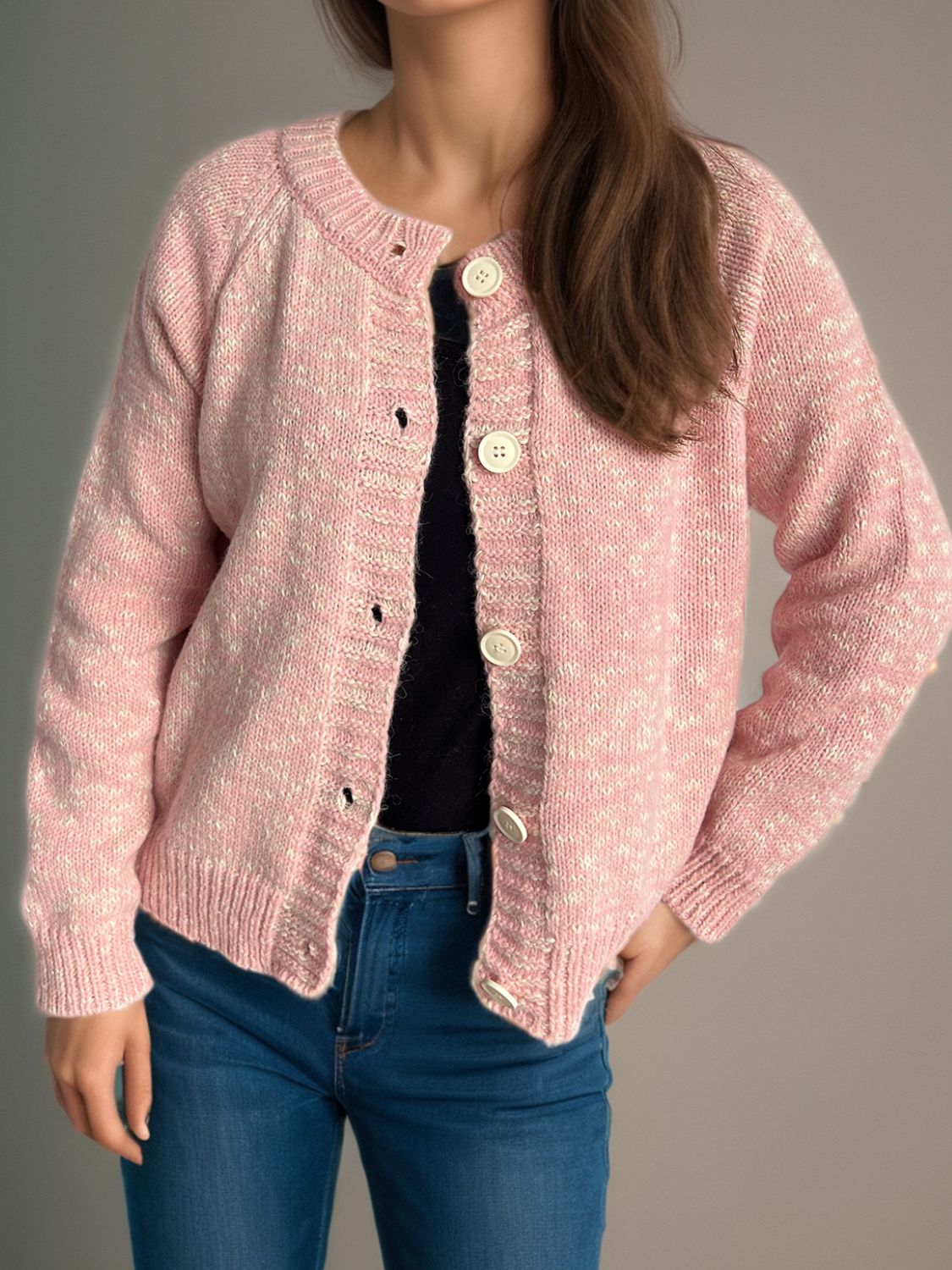Callie - Elegante cárdigan de manga larga con botones de brezo