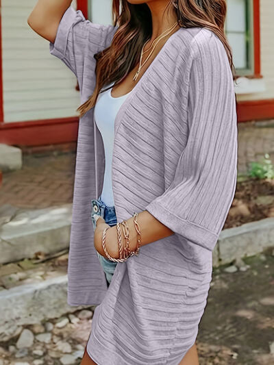 Raquel - Chaqueta informal de punto a rayas con parte delantera abierta
