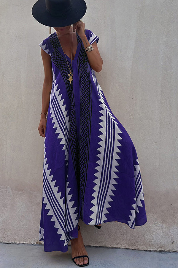 Ana - Vestido maxi estampado etnico elegante