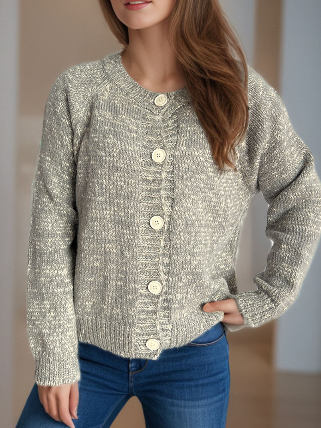 Callie - Elegante cárdigan de manga larga con botones de brezo