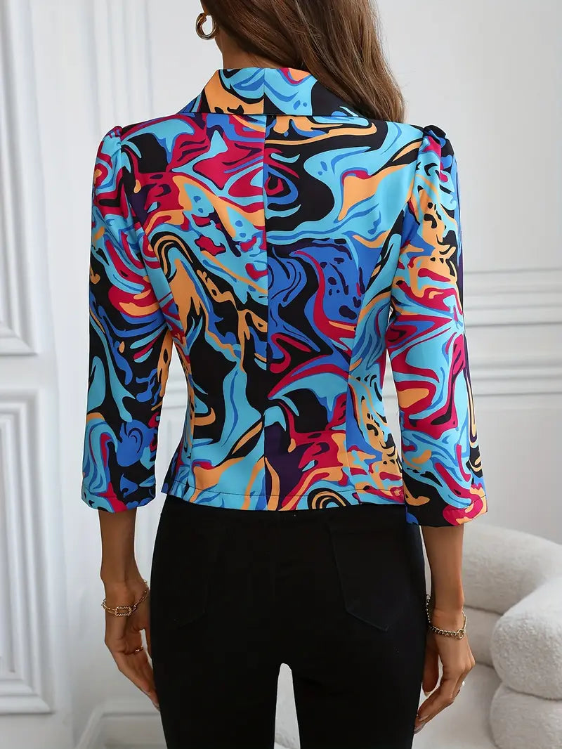 Susannah – Blazer con estampado abstracto vibrante