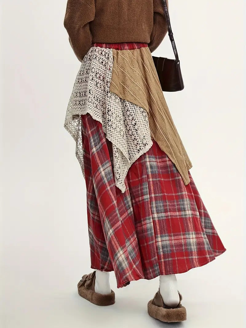 Alva – Falda larga de cuadros estilo boho