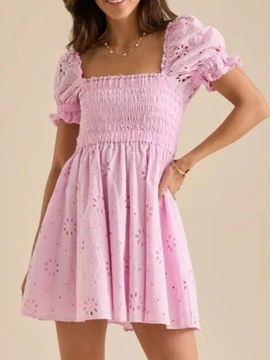 Emily - Minivestido con manga abullonada y espalda descubierta