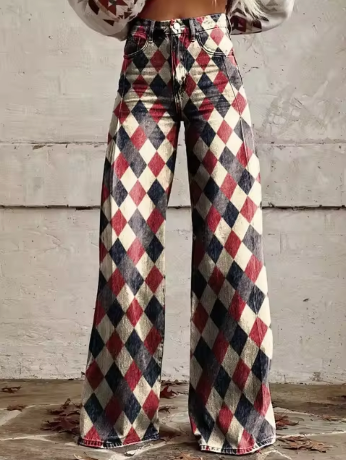 Verónica – Pantalón Ancho con Estampado de Luces LED