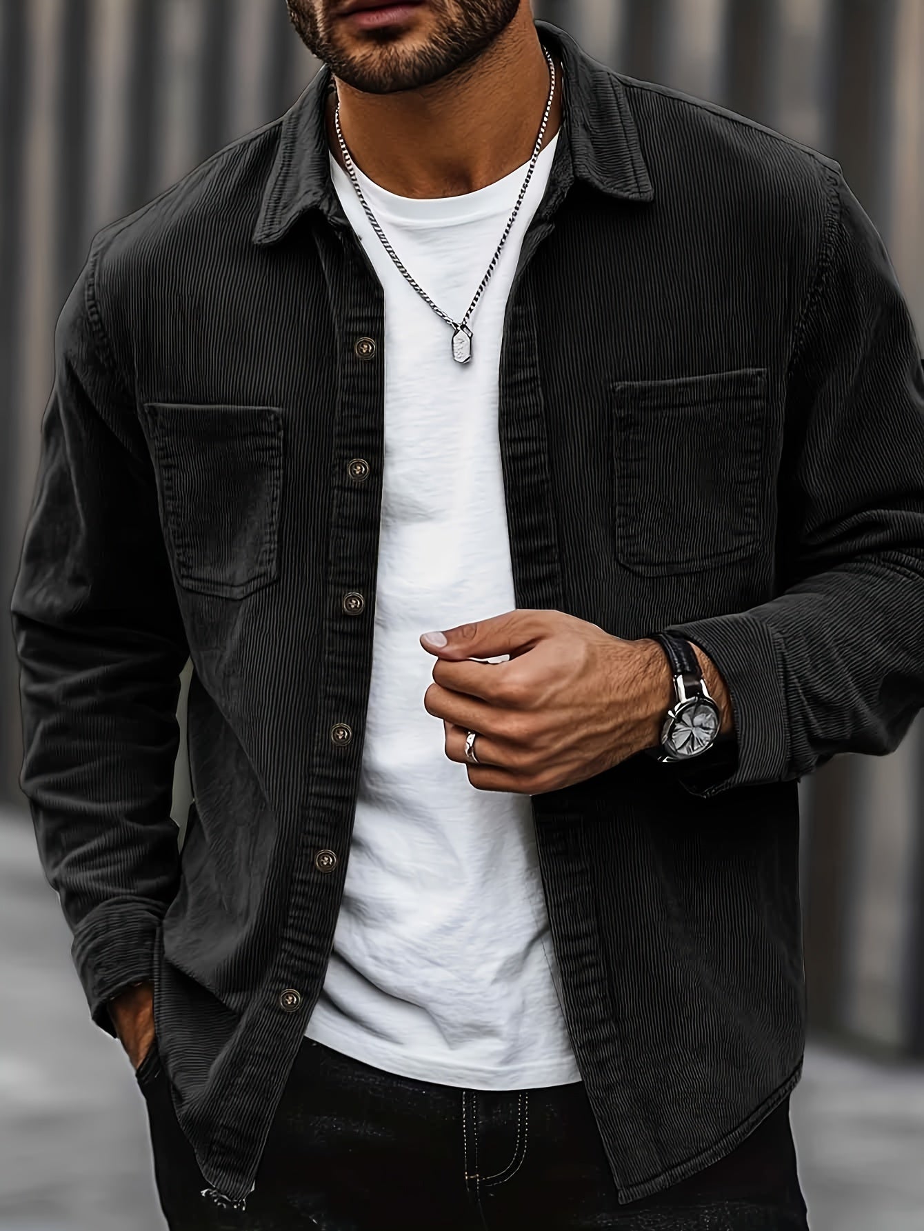 Alvin - Elegante chaqueta abotonada de pana