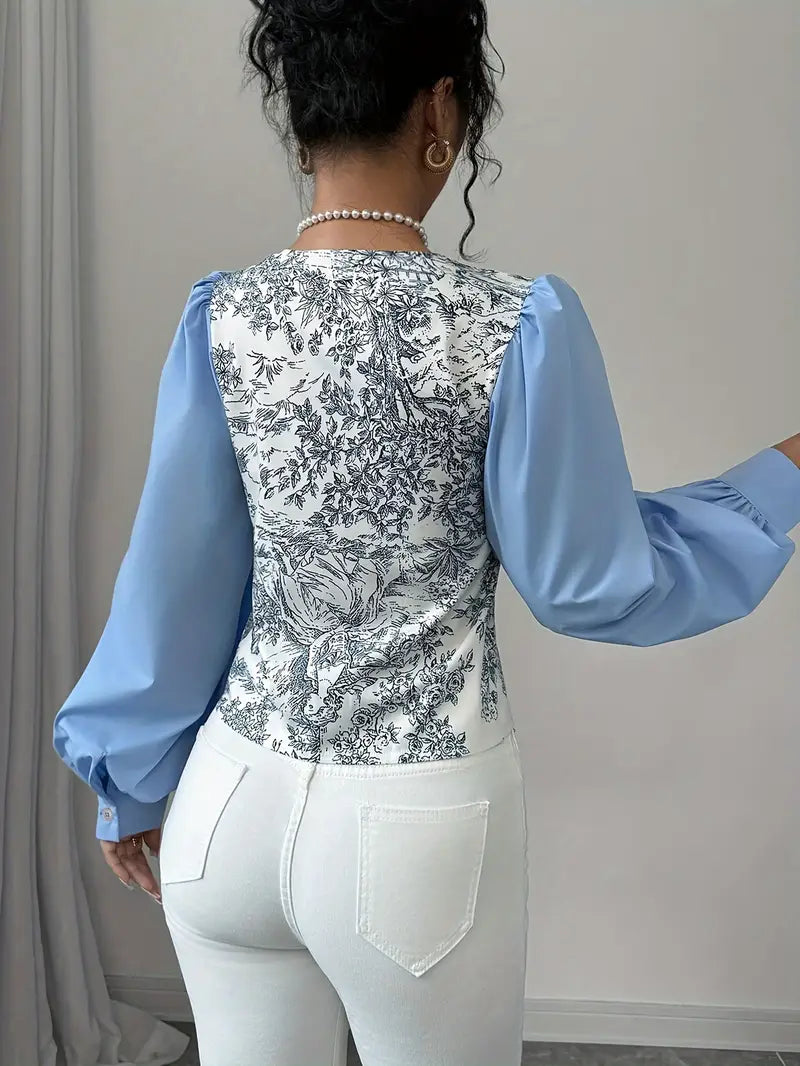 Joycie – Blusa vintage de algodón con mangas abullonadas