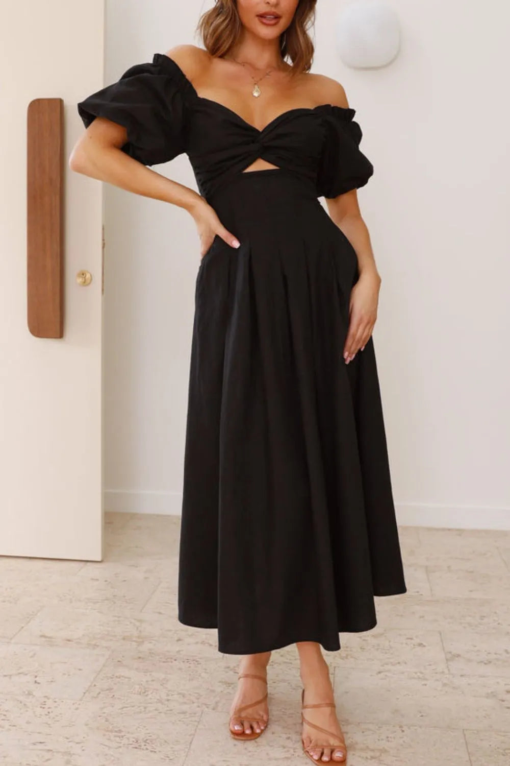 Nicolle - Elegante vestido con mangas abullonadas