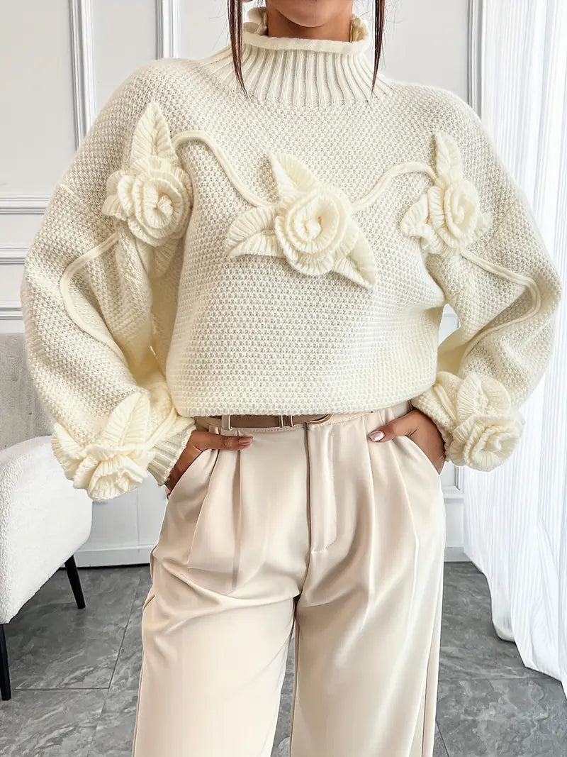 Amihan – Jersey de cuello vuelto con flores