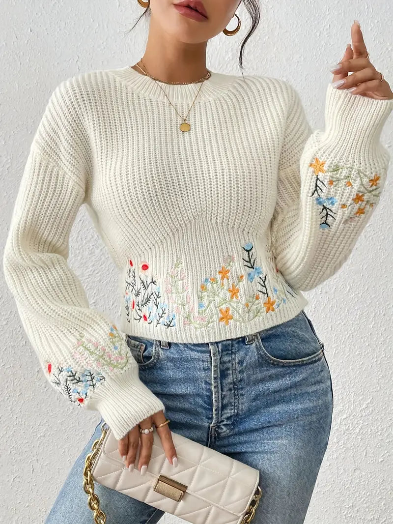 Leyla – Jersey de punto con bordado floral