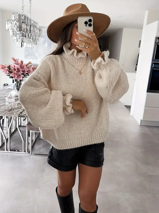 Avida – Jersey de cuello alto con volantes