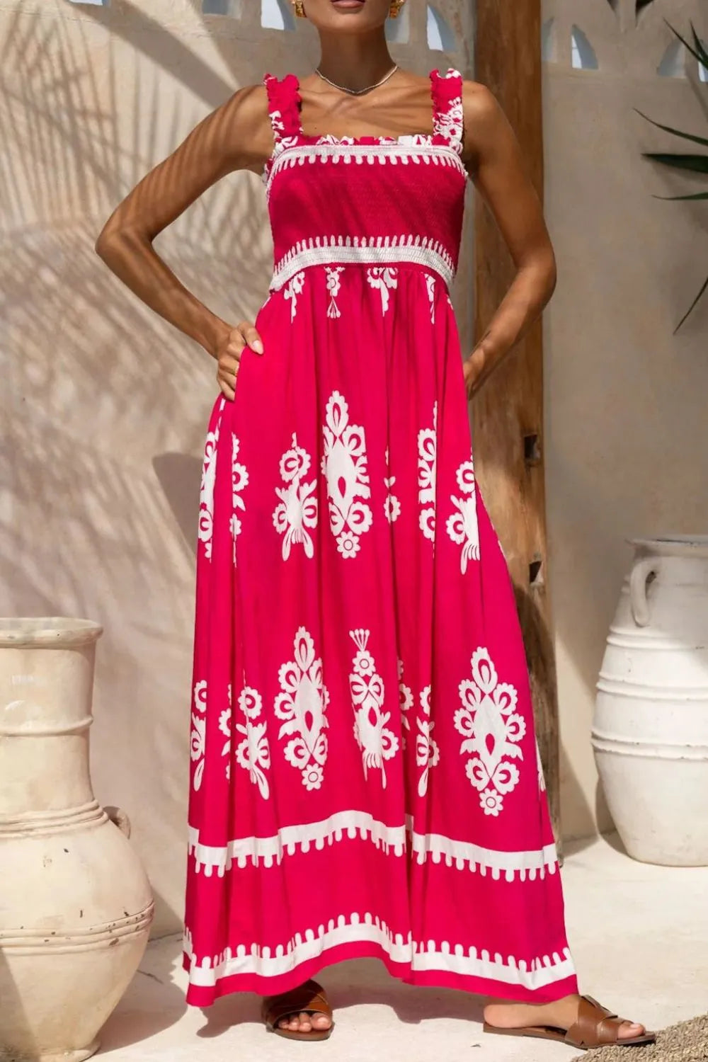 Alissa - Elegante vestido largo estampado sin mangas