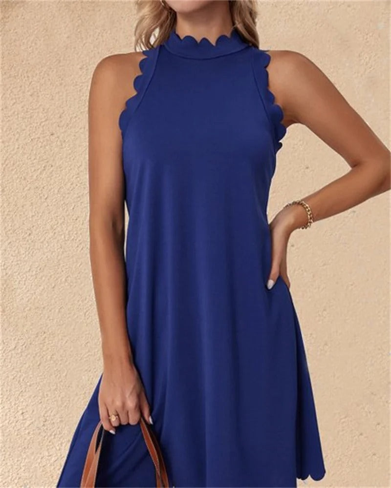 Bettina - Minivestido informal sin mangas con cuello alto