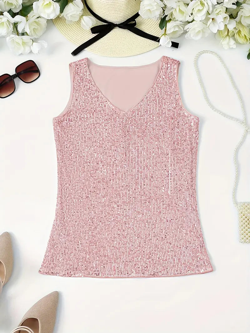 Uma – Elegante top sin mangas con lentejuelas