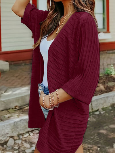 Raquel - Chaqueta informal de punto a rayas con parte delantera abierta
