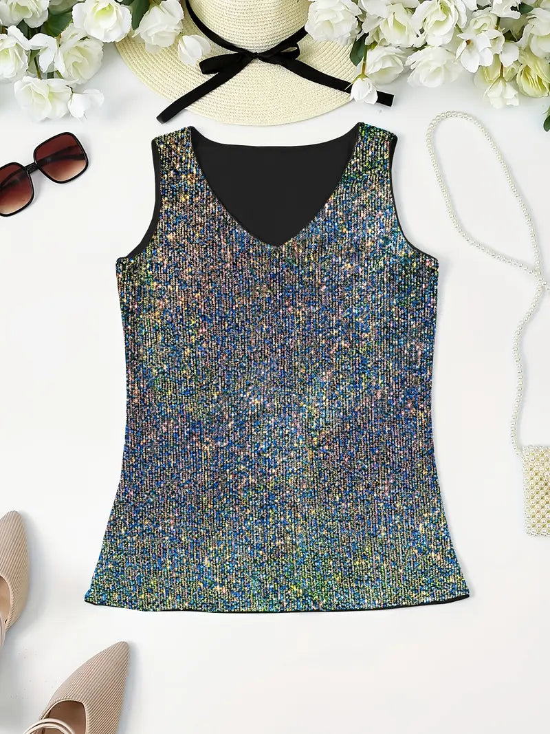 Uma – Elegante top sin mangas con lentejuelas