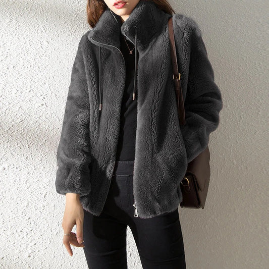 Lannie - Chaqueta informal de felpa cálida con cremallera