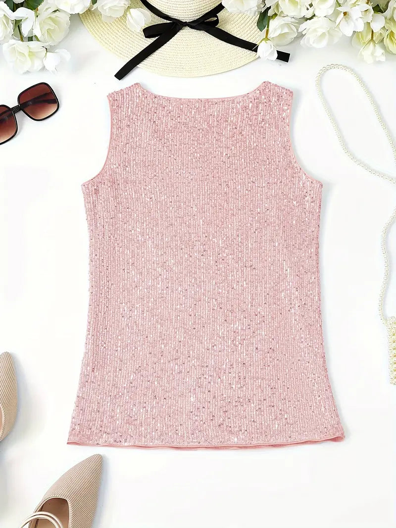 Uma – Elegante top sin mangas con lentejuelas