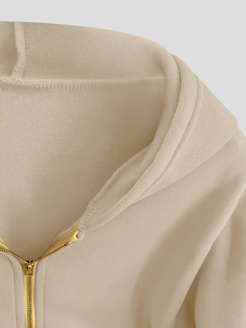 Scarlet – Sudadera corta con capucha de algodón con cremallera
