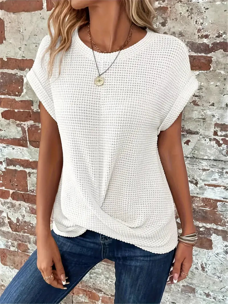 Azalea - Camiseta casual de punto con cuello redondo