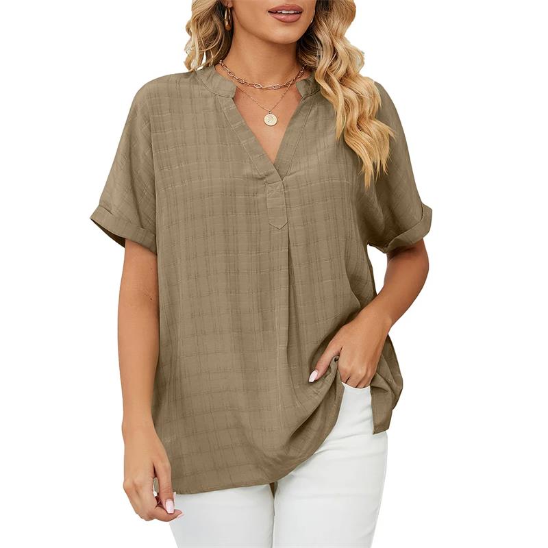 Valissa - Blusa clásica de manga corta con cuello en V