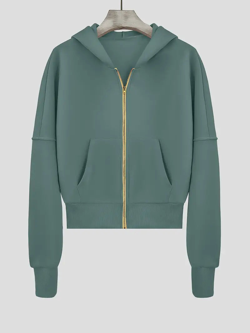 Scarlet – Sudadera corta con capucha de algodón con cremallera