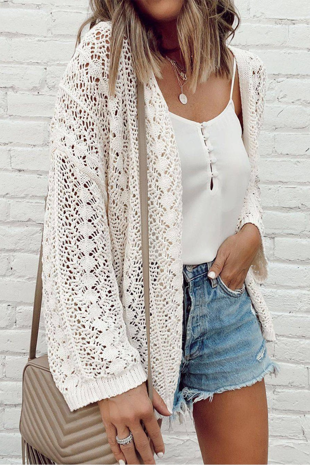 Charmaine - Chaqueta de punto abierta con estilo informal