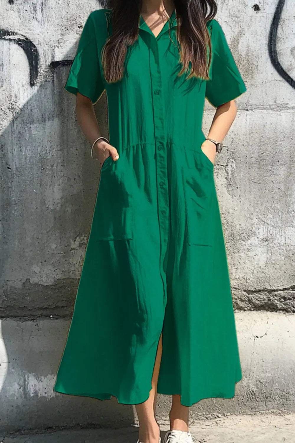 Matilda - Vestido casual de manga corta con botones