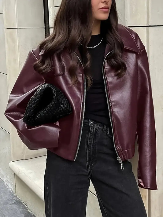 Cassidy – Elegante chaqueta de cuero de gran tamaño